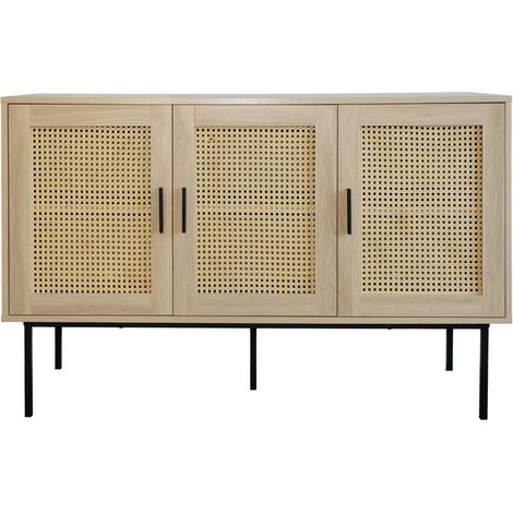 Buffet cannage avec 3 portes cannage bois naturel 120 x 40 x 76 cm (1/5)