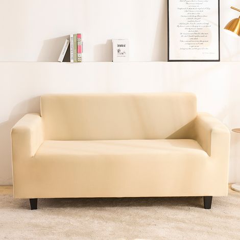 Housse de canapé 3 places (190-230 cm), housse extensible imperméable, housse de canapé avec protection d'accoudoirs – Beige (1/4)