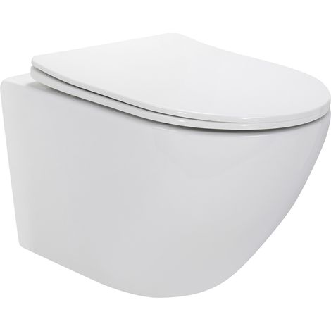 WC suspendu design avec abattant soft close - CARAPELLE L - Dimensions : 555 x 365 x 375 (1/4)