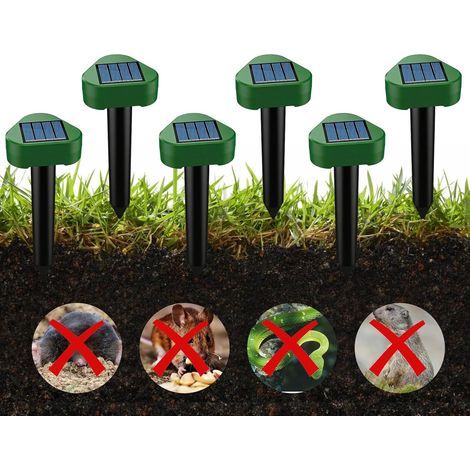 6er-Pack solarbetriebene Ultraschall-Maulwurfsvertreiber, IP66 wasserdicht, für Garten und Rasen (1/5)