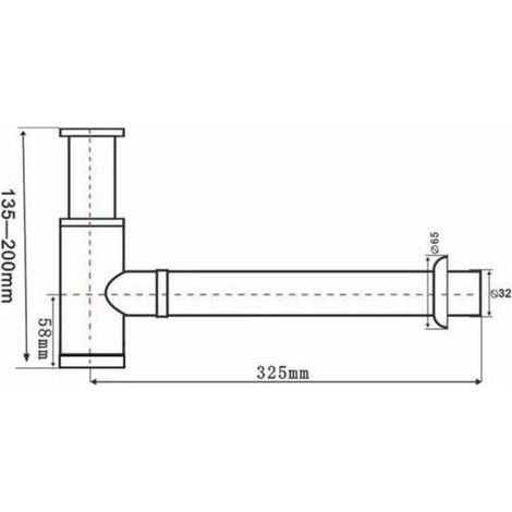 Runder P-Siphon aus Messing, 3,8 cm Durchmesser, dekorativ, verstellbar, für Waschbecken, Wandablauf, mattschwarz