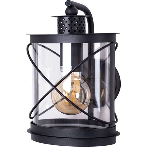 Applique Esterno Contemporanea Hilburn Metallo Nero 1 Luce E27 (1/5)