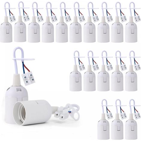 20 Pièces Douille de Lampe E27 Support Ampoule avec Testeur de Phase, Base de Lumière Douille de Suspension Douille de Chantier Rénovation Douille de Rechange Douille de Bâtiment avec Câ