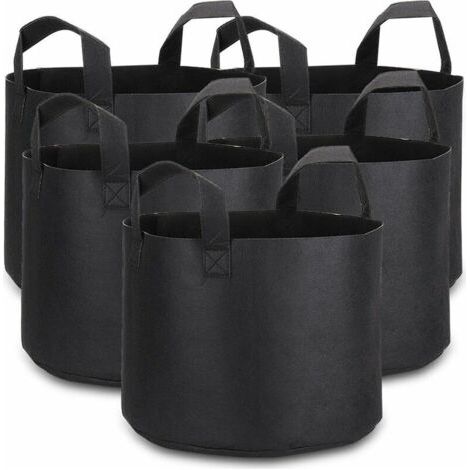 Fünf Pflanzsäcke, Set mit 5 Vlies-Pflanzsäcken, Pflanzsäcken, Gartensäcken mit Griffen, Pflanztöpfen, Kartoffelsäcken, Gemüsesäcken, Gartensäcken (5 Gallonen) (1/4)