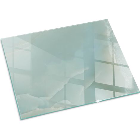 Décorative Plaque Rectangulaire en verre trempé pour cheminée protection contre les braises et étincelles Motif marbre délicat 80x60 cm (1/5)