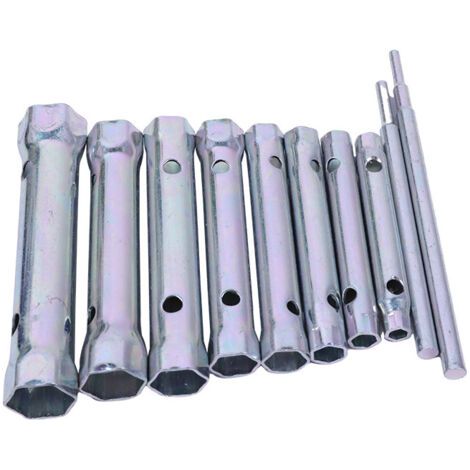 QORVA-Lot de 10 Clé à Bougie 6 à 22 mm, Clés à Tubes, Clés Tubulaires Cle a Pipe pour Visser la Bougie, Démontage/Montage de Robinetterie et Mitigeurs