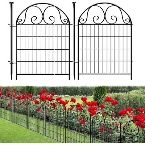 Clôture pour Étang Jardin, 90cm Hauteur x 70cm Largeur, Clôture Décorative en Métal Sans Creusage, pour Massifs, Cour et en Tant que Barrière pour Chiens ou Petits Animaux (5) (1/5)