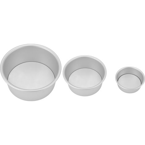 Runde Backform mit herausnehmbarem Boden aus eloxiertem Aluminium, 3 Größen: 10 cm, 15 cm, 20 cm, 3er-Set für Chiffon-Kuchen, Gebäck und Backwaren. (1/5)