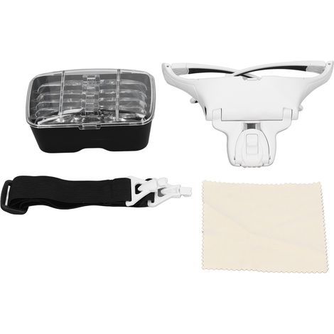 Loupe frontale LED avec lentilles amovibles 1.0X à 3.5X, réglage lumière froide/chaude, bandeau ergonomique pour travaux de précision (1/5)