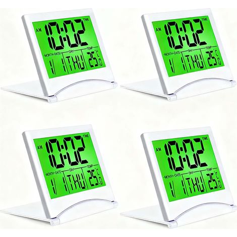 réveils numériques pliables écran LCD fonction snooze et température design affichage grand chiffre idéal pour chambre bureau 4 pcs (1/5)