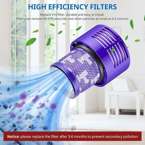 Dyson V10 Ersatzfilter, 2er-Pack waschbare HEPA-Filter mit Reinigungsbürste
