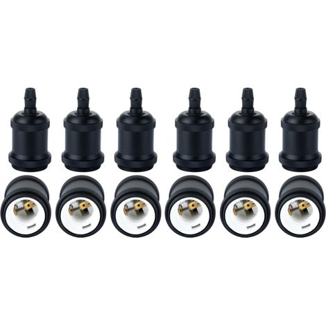 Douille de Lampe E27 Vintage Edison Rétro Lampe Base Chambre Salon pour Lustre Suspension Plafonnier DIY Noir - 12Pcs (1/4)