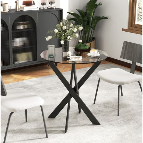 Tavolo in vetro temperato nero Ø70 x 75 cm, rotondo, per 4 persone (1/5)