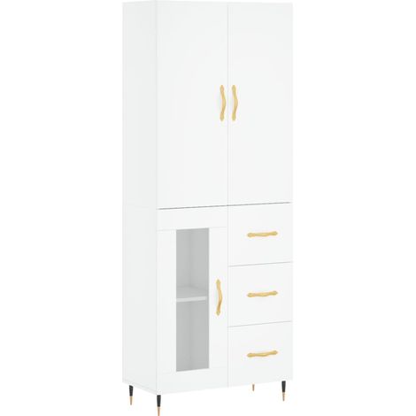 Aparador cómoda mueble de almacenaje organizador cocina salón salón alto 695 x 34 x 180 cm madera de ingeniería blanco 020032719