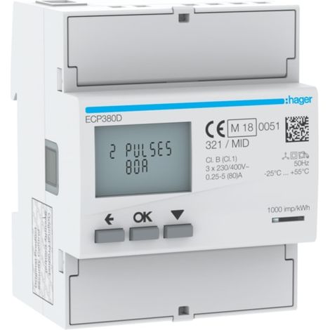 COMPTEUR TRI 80A MID - GESTION DU BATIMENT HAGER ECP380D