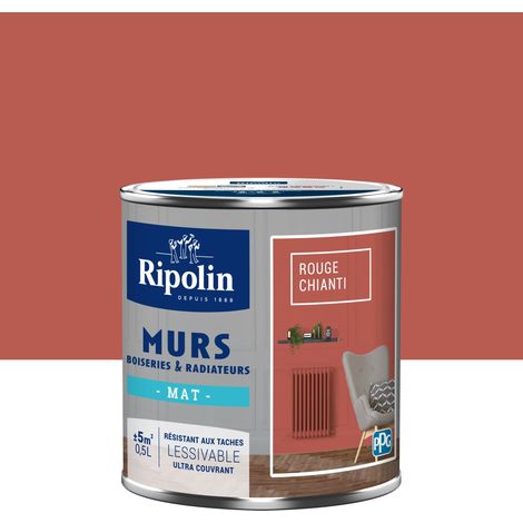 Ripolin – Peinture murale couleur mat rouge chianti 0,5 L – Très couvrante pour murs, boiseries et radiateurs – Aspect uniforme (1/5)