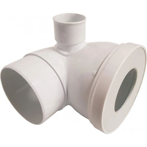 Pipe courte mâle 90° à piquage gauche – Diamètre 85-107 mm – Fixation raccord fiable – Idéale pour installations WC – SAS