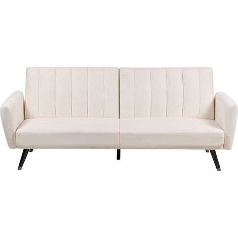 Divano letto 3 posti in tessuto beige chiaro Vimmerby