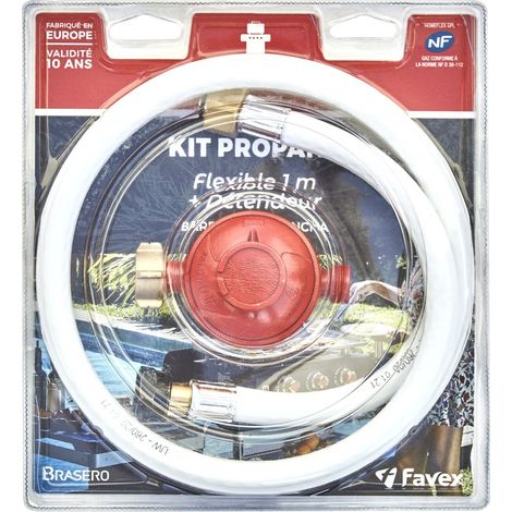 Kit PARASOL comprenant :1 détendeur propane type 697 37 mbar et 1 flexible basse pression Butane/Propane 1m50