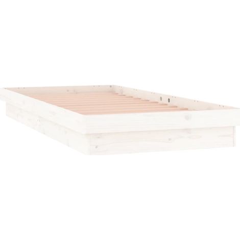 Estructura cama LED sin colchón madera maciza blanco 90x200 cm vidaXL (1/4)