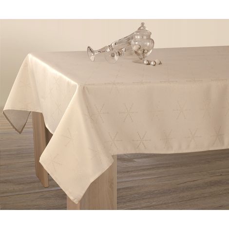 Nappe Lurex Entretien facile - Crème et Doré - Rectangle 150 x 350 cm (1/3)