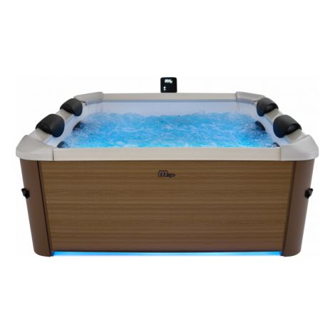Minipiscina idromassaggio rigida da esterno, 6 sedute 160x160cm wi-fi smart Mspa Oslo teak Amber