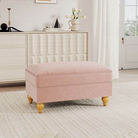 Tabouret style Windsor en tissu chenille rose, déco charmante pour salle à manger et salon (1/5)
