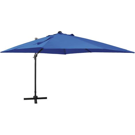 Cantilever Garden Parasol with Pole and LED Lights Azure Blue 300 cm vidaXL
