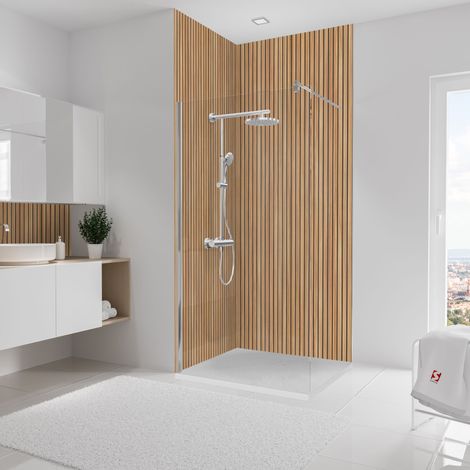 Panneau mural Lot de 2 panneaux muraux 100 x 255 cm Japandi vertical, revêtement pour douche et salle de bain, DécoDesign DÉCOR, Schulte