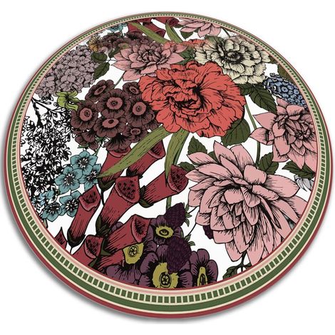 Tapis de Cuisine en Vinyle Rond PVC - Fleurs diverses - ⌀fi60 cm (1/5)