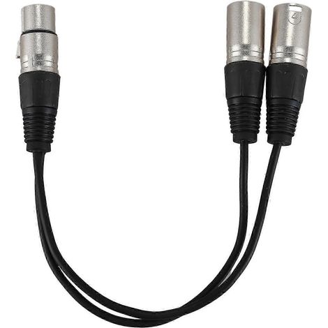 Câble adaptateur en Y avec fiche XLR femelle 3 broches vers double fiche mâle (2 broches), cordon de 30 cm. WHBYV (1/4)
