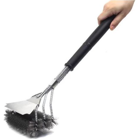 Brosse et grattoir pour barbecue, 45 cm (18 pouces), acier inoxydable, accessoires et outils de nettoyage sécuritaires pour le barbecue
