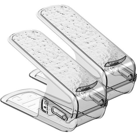 Verstellbarer Schuhständer,2-teiliger Schuhschrank-Erhöhung,stapelbares Design,3 Höhenstufen,platzsparender Organizer (1/5)