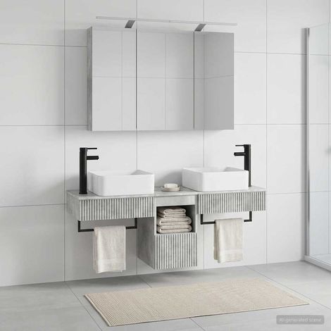 vidaXL Bathroom Cabinet Set 4 pcs Concrete Grey Engineered Wood (1/5)