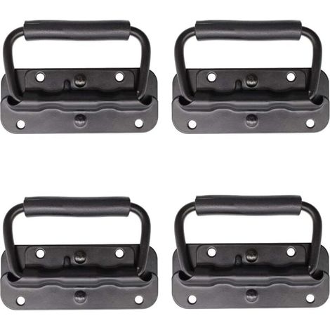 4 Pièce Poignée de Flight Case, Poignée à Ressort de Boîte à Outils, Traction Poignée Pliante à Ressort, Remplacement et Installation de la Poignée pour Boîtes à Outils ou Boîtes de Rangement (1/4)