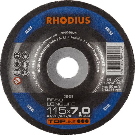RHODIUS RS50 LONGLIFE, 25 Stück, 115 x 7,0 mm, Schruppscheibe (1/2)
