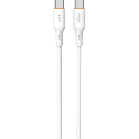 Câble USB-C vers USB-C GREEN LYCA, 5 A, 2 m, charge rapide PD 60 W - Blanc
