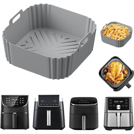 Tapis silicone carré 22,4 cm friteuse air, réutilisable antiadhésif cuisson (1/5)