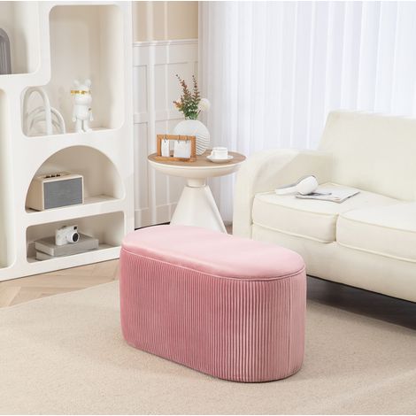 MEUBLIV Aufbewahrungsbank 81x40x41 cm rosa – gesteppte Sitzfläche, Retro-Stil mit Stauraum (1/5)