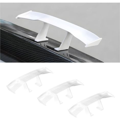 3PCS Mini Aileron de Voiture, Multifonctionnel Aile de Queue de Voiture, Universel Mini Aile de Becquet, sans Perforation Texture en Fibre de Carbone pour la Décoration(Blanc) (1/5)
