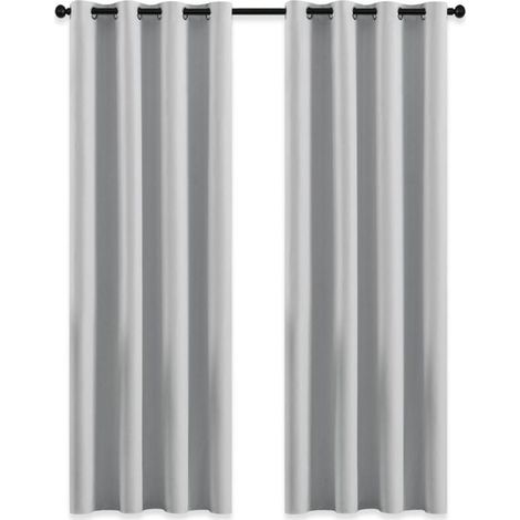 Rideau Occultant - Rideau Extérieur pour Pergola Jardin Tonnelle - 132 x 213 cm - Gris Blanc - 2 Pièces (1/4)