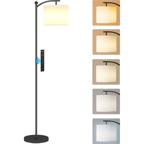 Lampadaire dimmable 2 températures de couleur avec télécommande, minuterie de 60 minutes, 160 cm, noir (1/5)