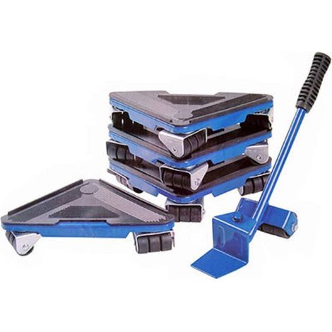 TRADE SHOP - Sollevatore Mobili Pesi Leva A Rullo 4 Basi Con Ruote Per Trasporti Traslochi -