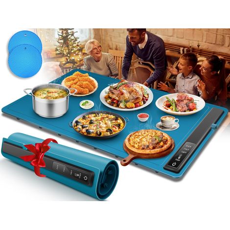 Plateau Chauffant Électrique assiettes Pliable Bleu