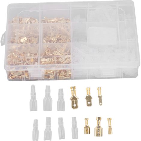 900 Pcs Ensemble de bornes mâles femelles 2,8 mm 4,8 mm 6,3 mm Connecteurs à sertir de fils isolés avec kit de manchons isolants,DUBUNS (1/5)