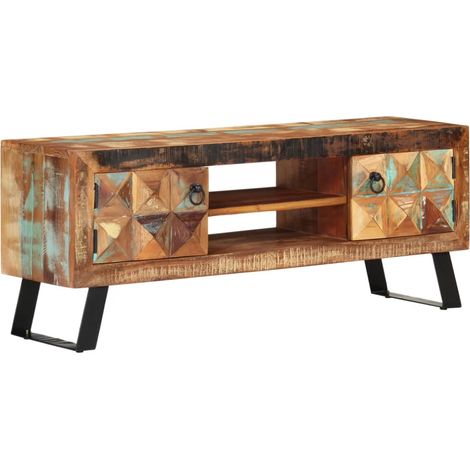 Meuble TV,Banc Tv Moderne,Meuble De Rangement 112x30x45 cm bois massif de récupération CFW10979 (1/5)
