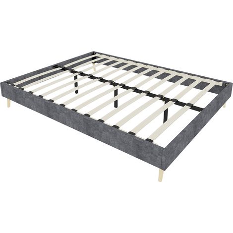 Struttura letto moderna minimalista 160 x 200 cm grigio in velluto olandese (1/5)