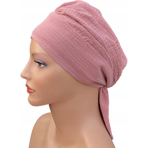 Sciarpa da donna Tess 031 in mussola, turbante liscio, adatta anche dopo la chemioterapia. (1/5)