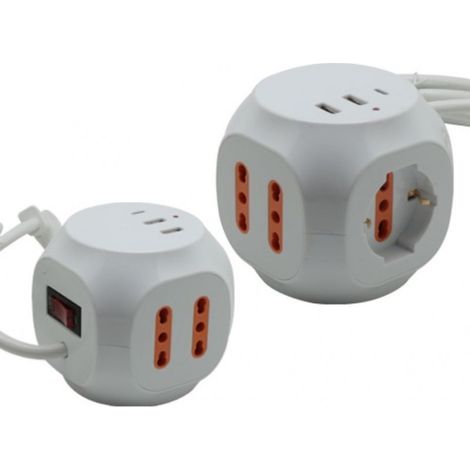 Enchufe múltiple Brixo de 5 puestos con interruptor bipolar 10/16A