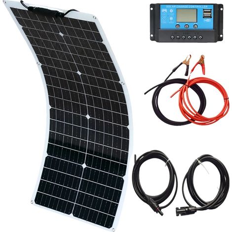 Panneau Solaire, Efficacité Monocristalline, Chargement Polyvalent, 12V 50W Kit Solaire (1/2)